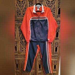 adidas Vintage Redish-orange and Navy Track Suit, Size Medium